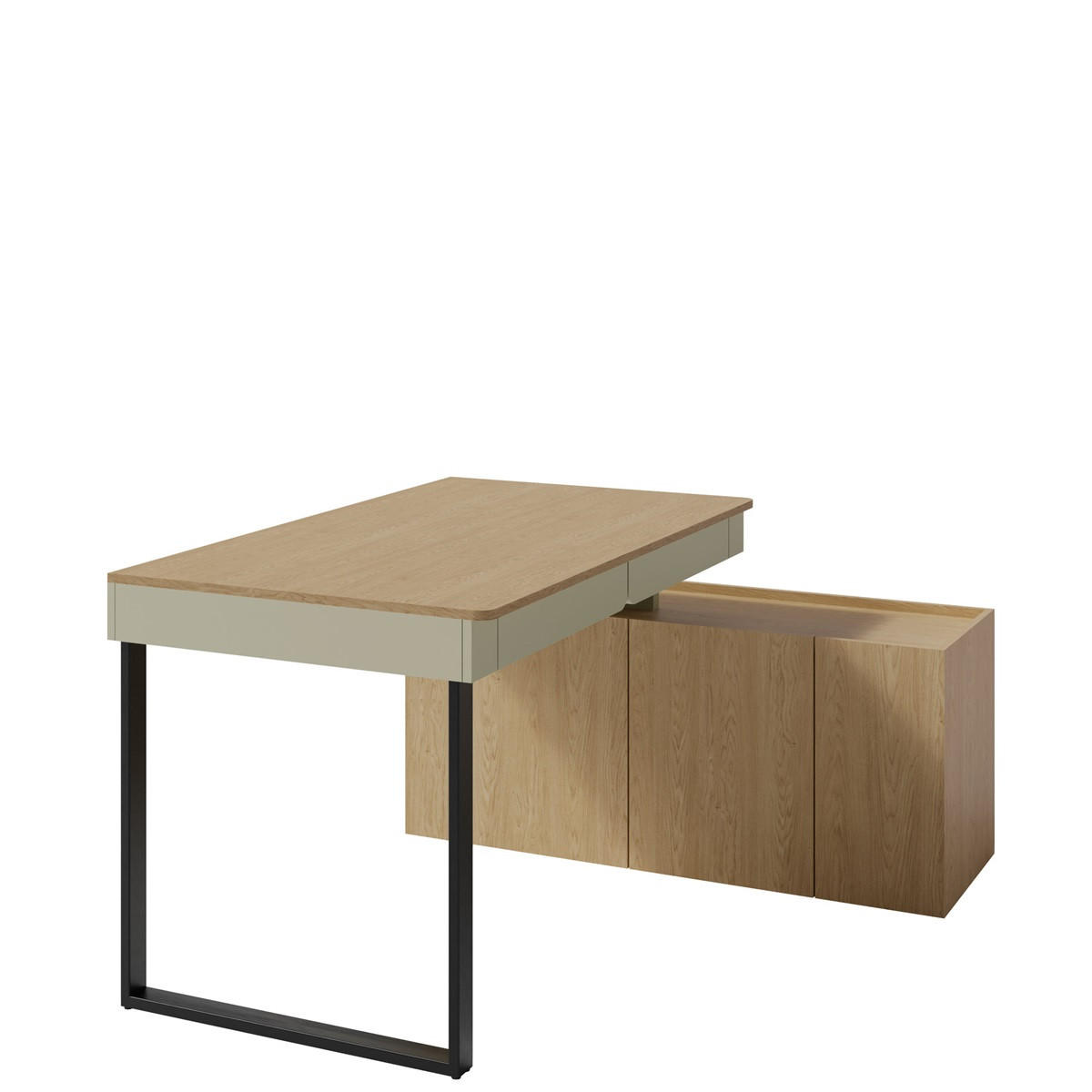JUGENDZIMMER Laris Set C mit Bett 90 x 200 - Eukalyptus / Eiche Baltic Dune - Eukalyptusholzfarben/Eichefarben, Holzwerkstoff/Metall (145/195/50cm) - QMM TraumMöbel