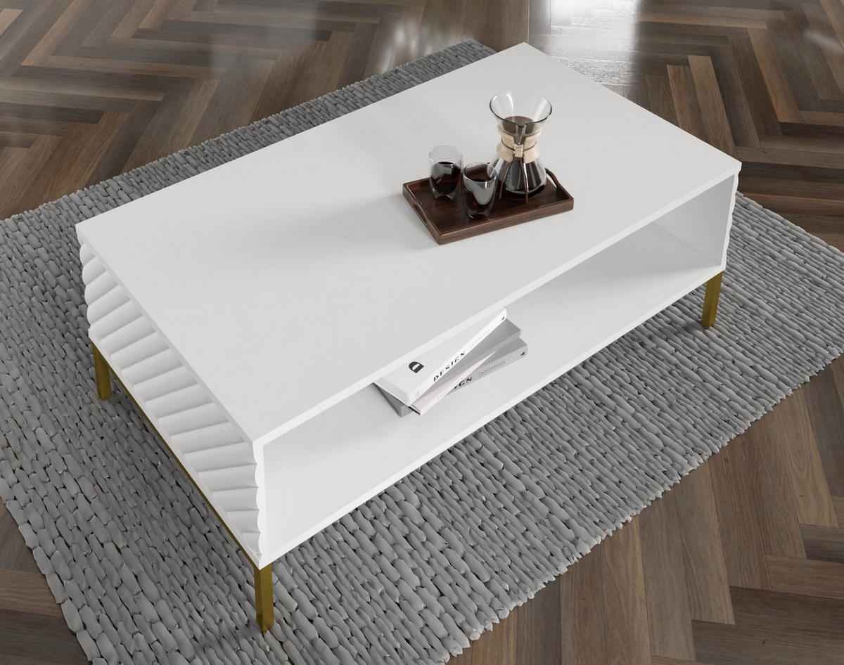 COUCHTISCH Weiß, Gold 90/43/60 - Weiß, Holzwerkstoff (90/43/60cm) - RAUMHIRSCH FURNITURE