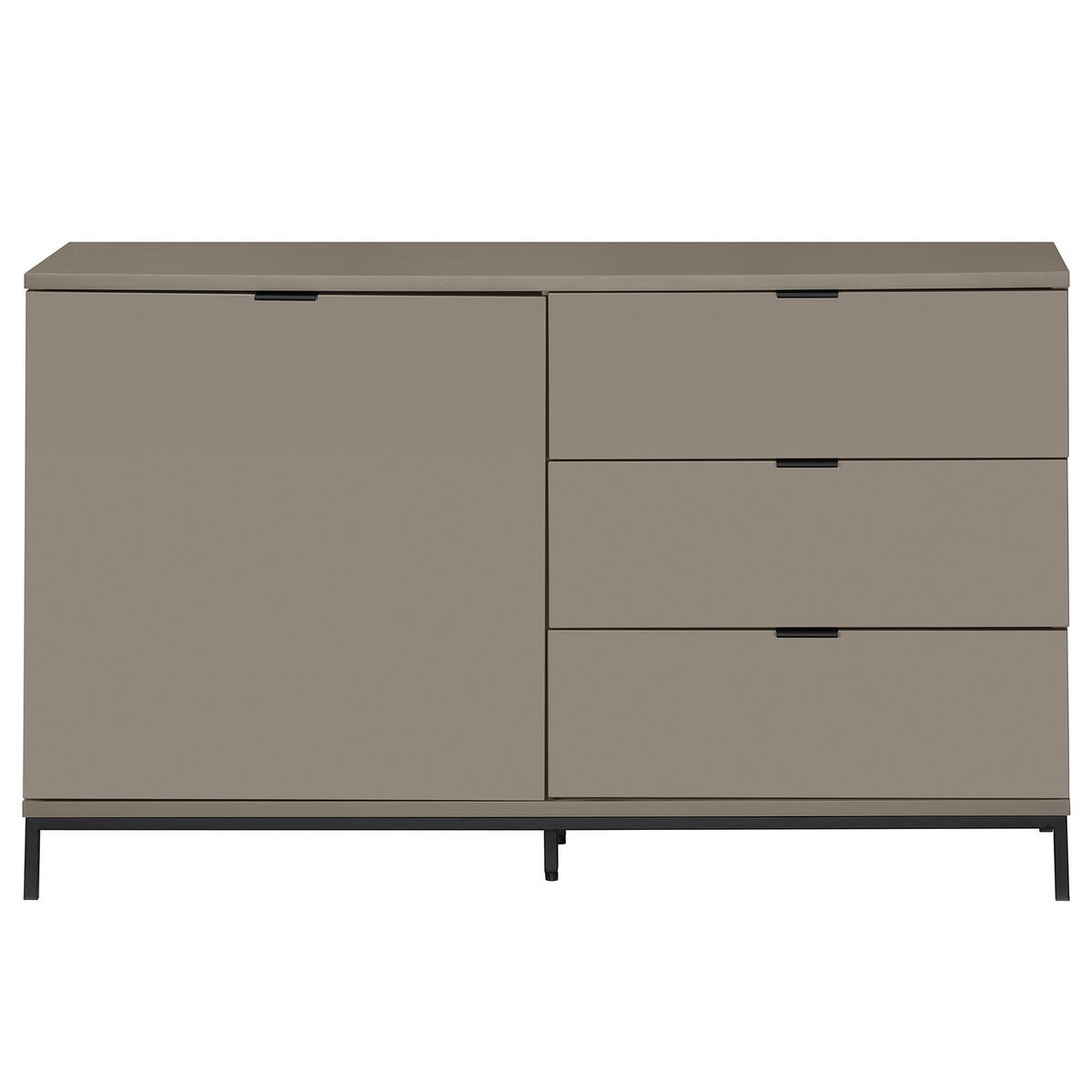 KOMMODE - Metall / MDF - 120 cm - Taupe/Schwarz, Holzwerkstoff/Metall (120/74/40cm) - home24