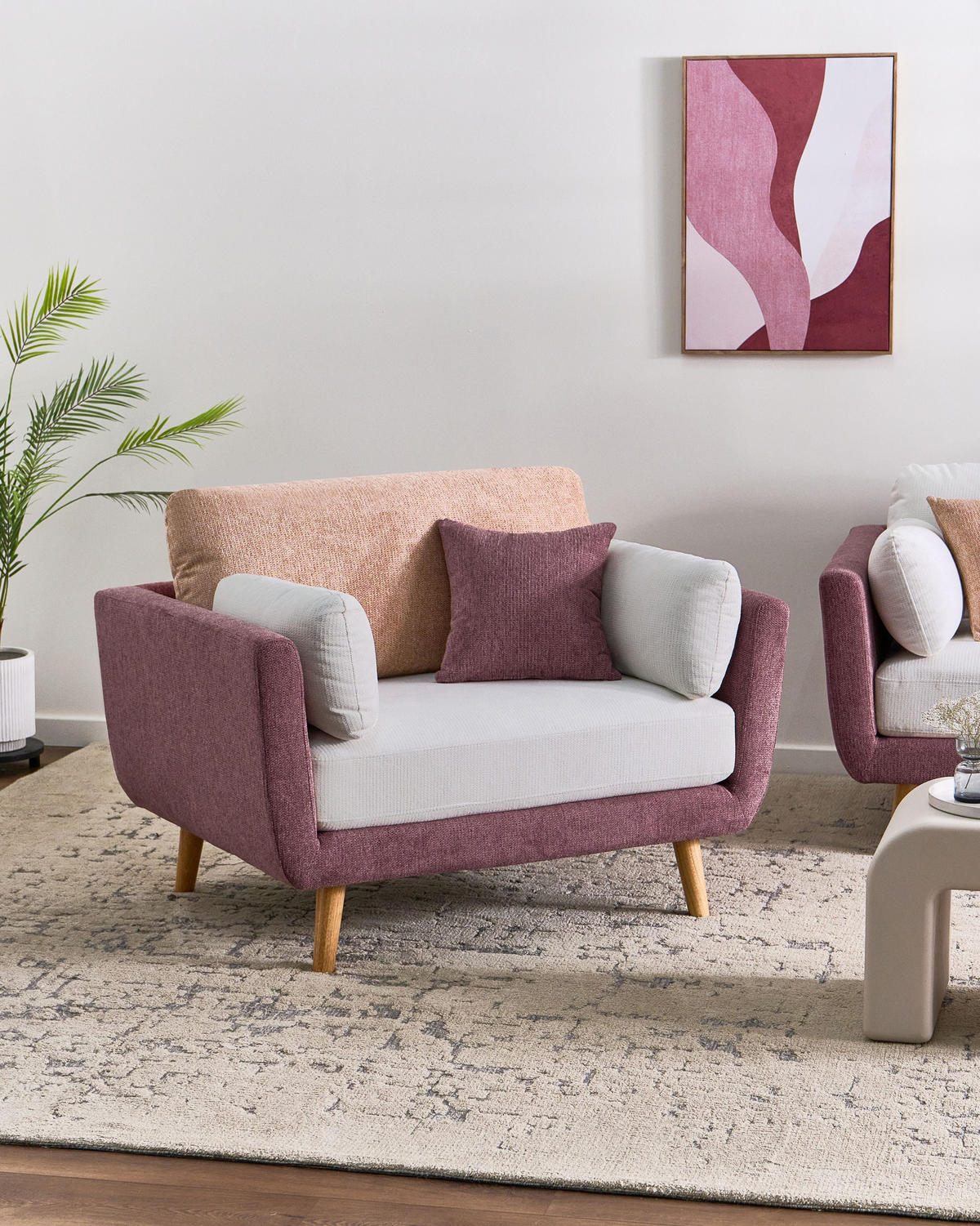 SESSEL Stoff Rosa Bolga - Pink, Textil (119/89/83cm) - Beliani