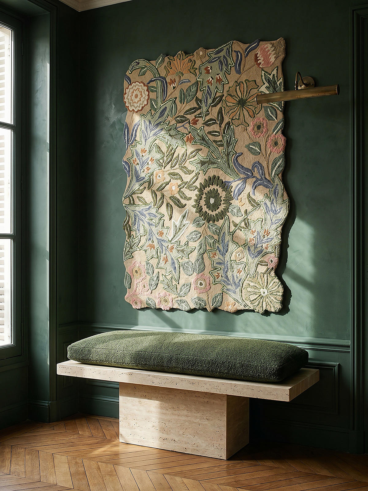 WOLLTEPPICH CHAR, floral, Grün, 200 x 290 cm - Grün, Textil (200/290cm) - KADIMA DESIGN
