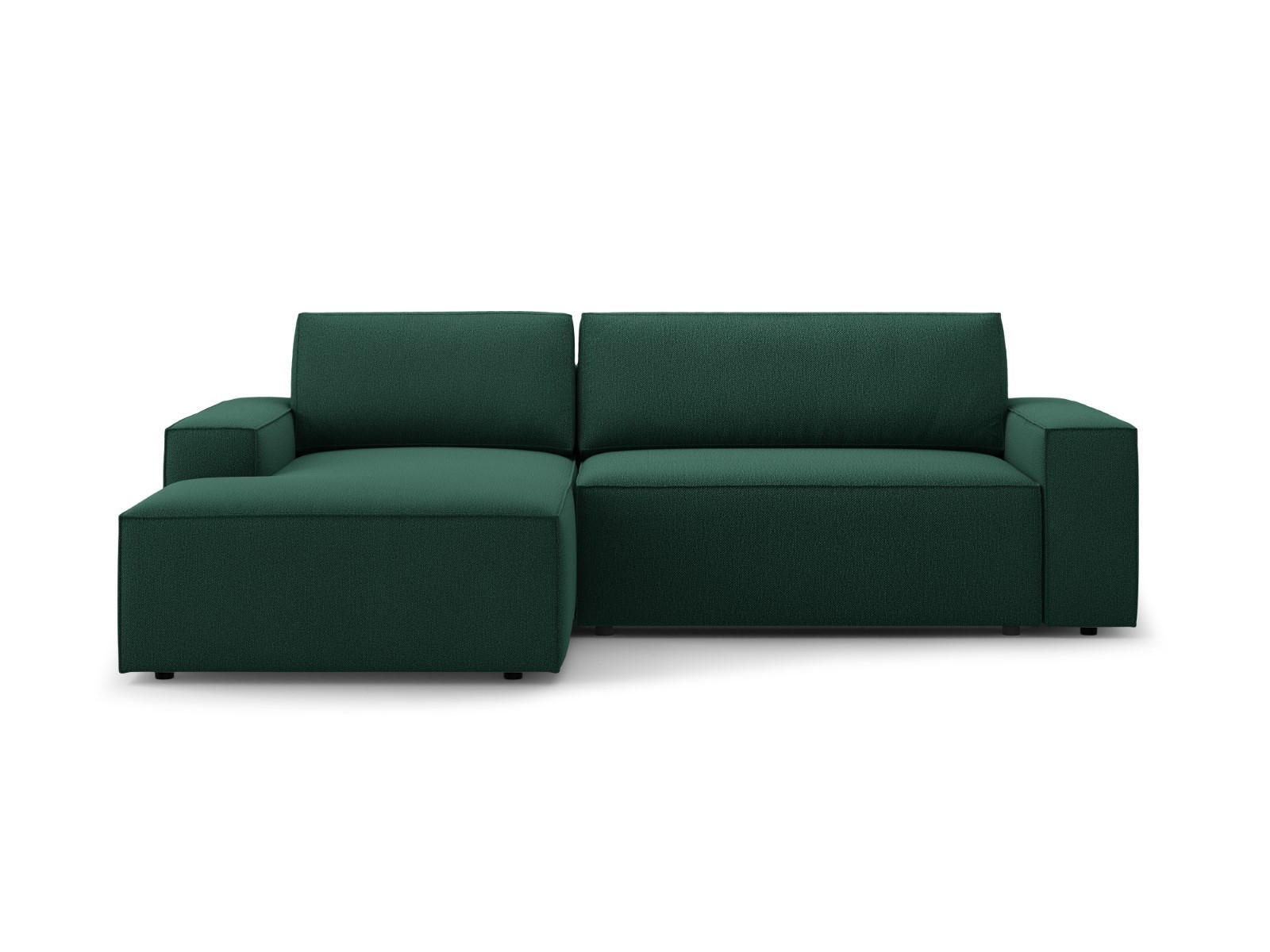 AUSKLAPPBARES-ECKSOFA links mit Container Jodie aus strukturiertem Stoff grün 3 Sitzplätze - Grün, Textil (246/151cm) - Micadoni