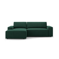 AUSKLAPPBARES-ECKSOFA links mit Container Jodie aus strukturiertem Stoff grün 3 Sitzplätze - Grün, Textil (246/151cm) - Micadoni