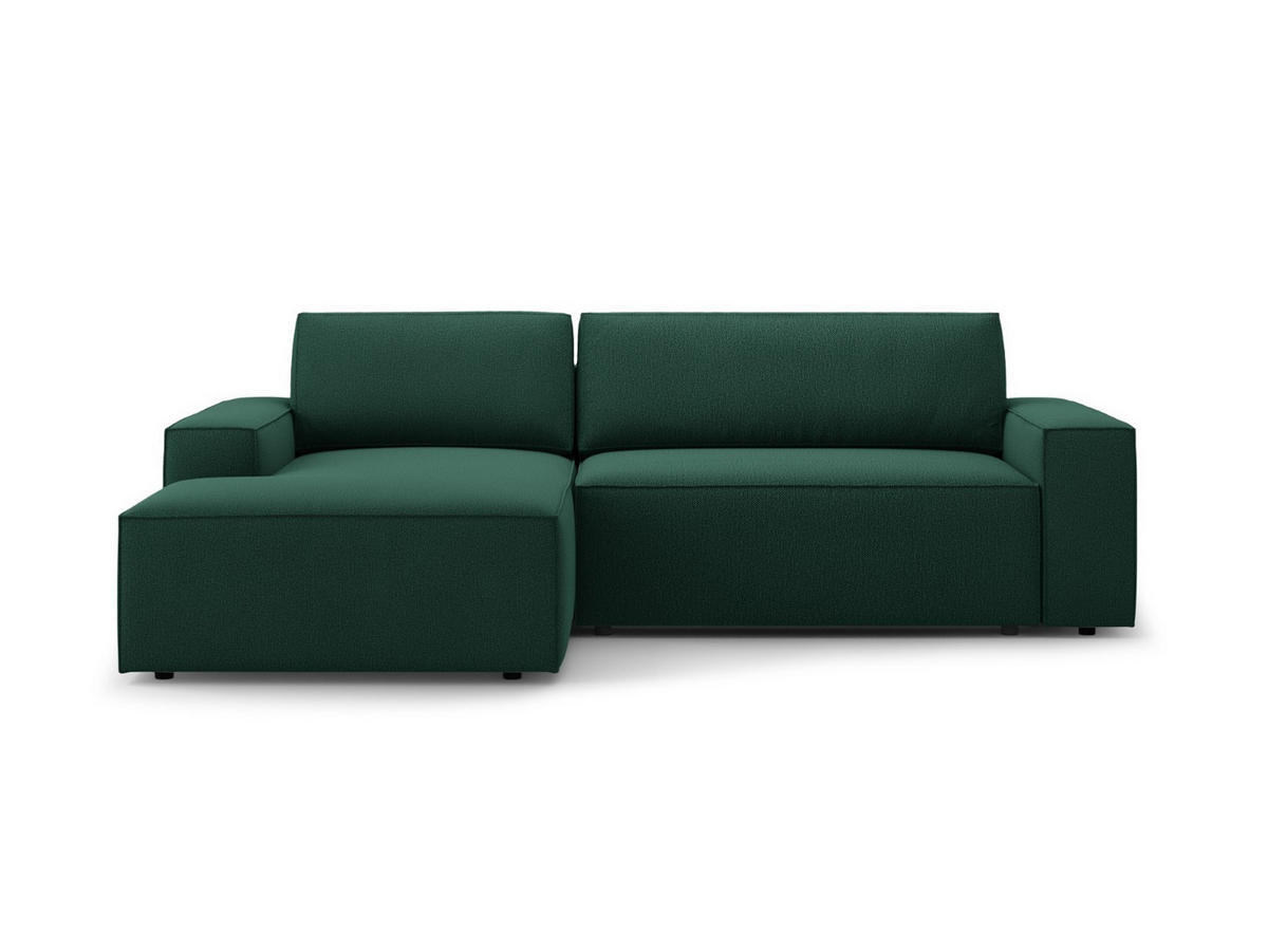 AUSKLAPPBARES-ECKSOFA links mit Container Jodie aus strukturiertem Stoff grün 3 Sitzplätze - Grün, Textil (246/151cm) - Micadoni