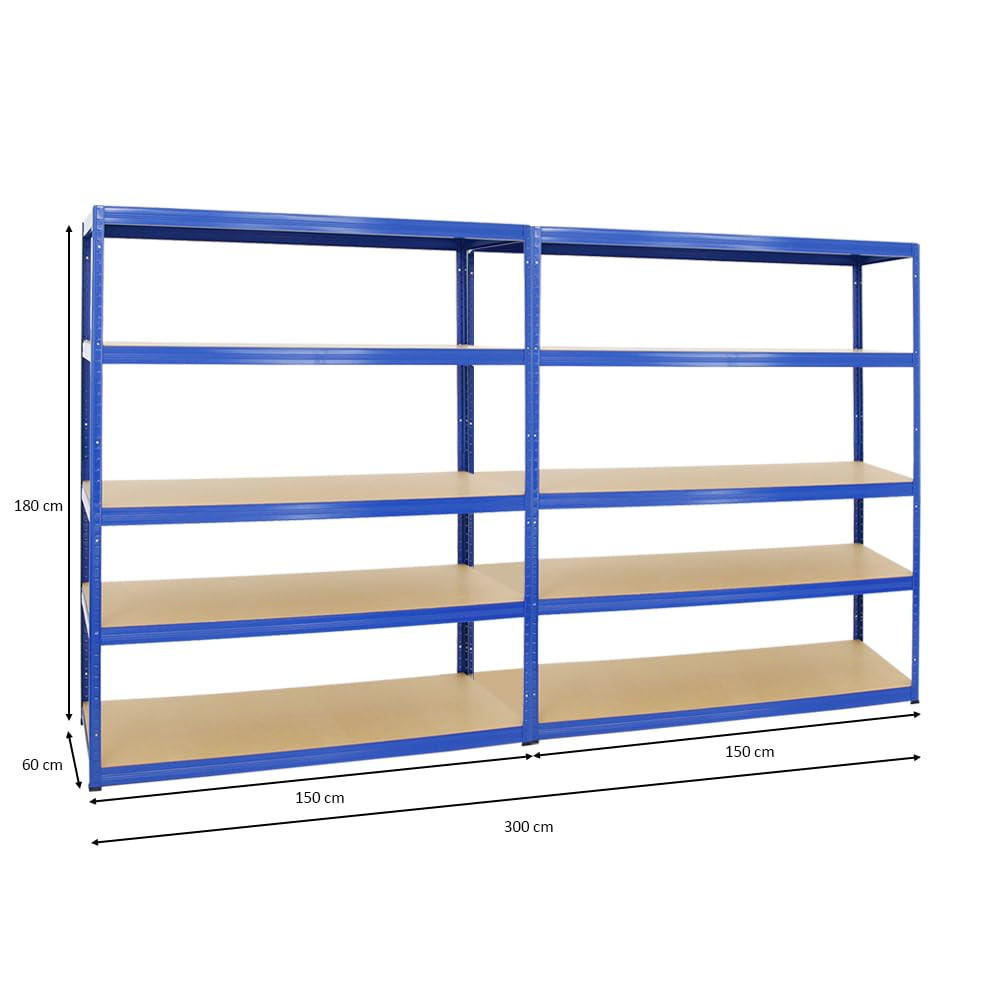 SCHWERLASTREGAL Giant Elephant 2er-Set mit 2x 180x150x60 cm Fachlast 200 kg Blau - Blau, Metall (300/180/60cm) - PROREGAL