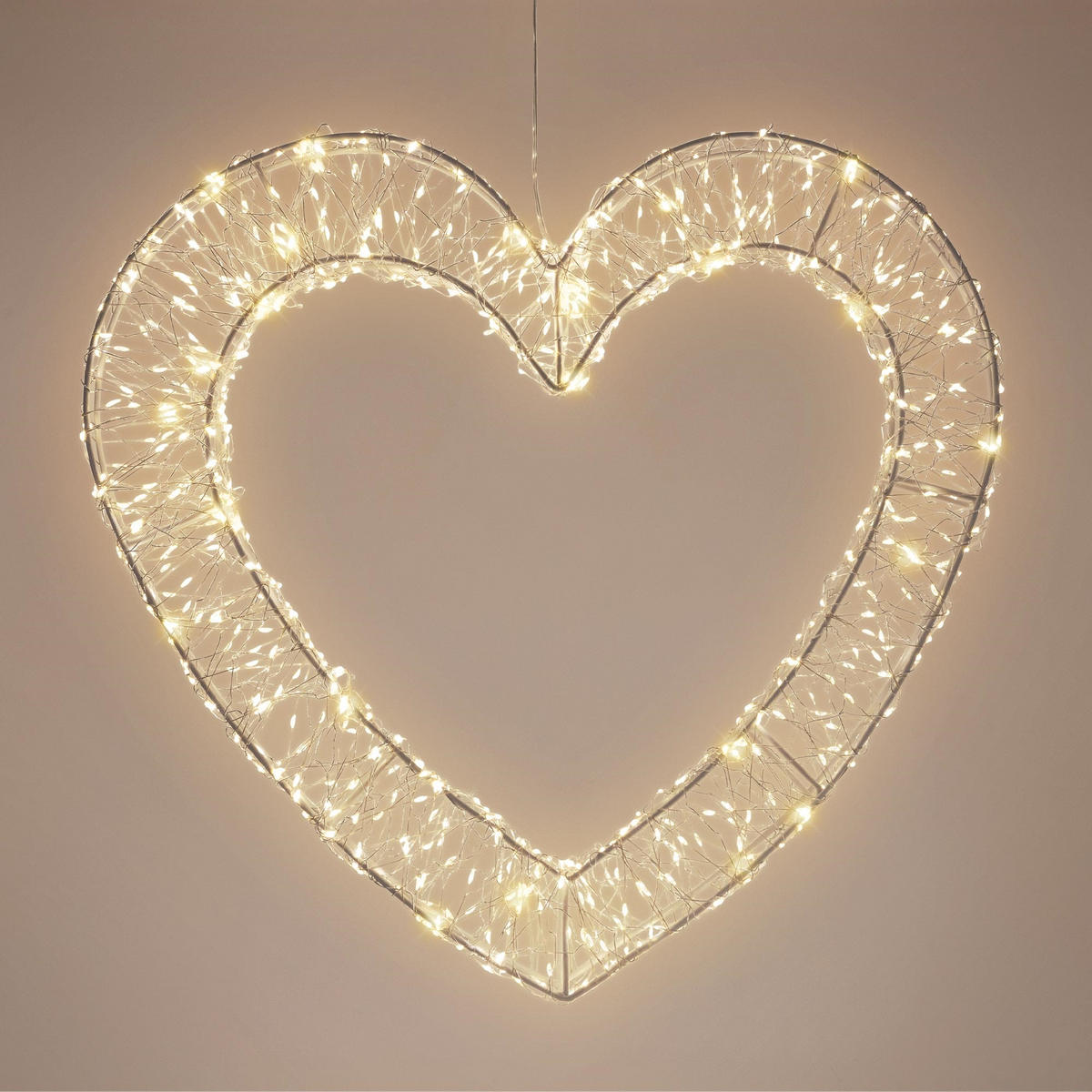 LED SRDCE Vánoce 500 LED teplá bílá vánoční dekorace 38,5 x 36 cm pro vnitřní i venkovní použití - bílá, plast (38.5/36/4.5cm) - ECD-Germany