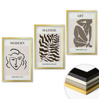 WANDBILDER 3er Set - 40x60 cm Goldrahmen - Stilvolle Grafiken, Linien, Zeichen - Goldfarben, Kunststoff (40/60cm) - ArtPrintCave