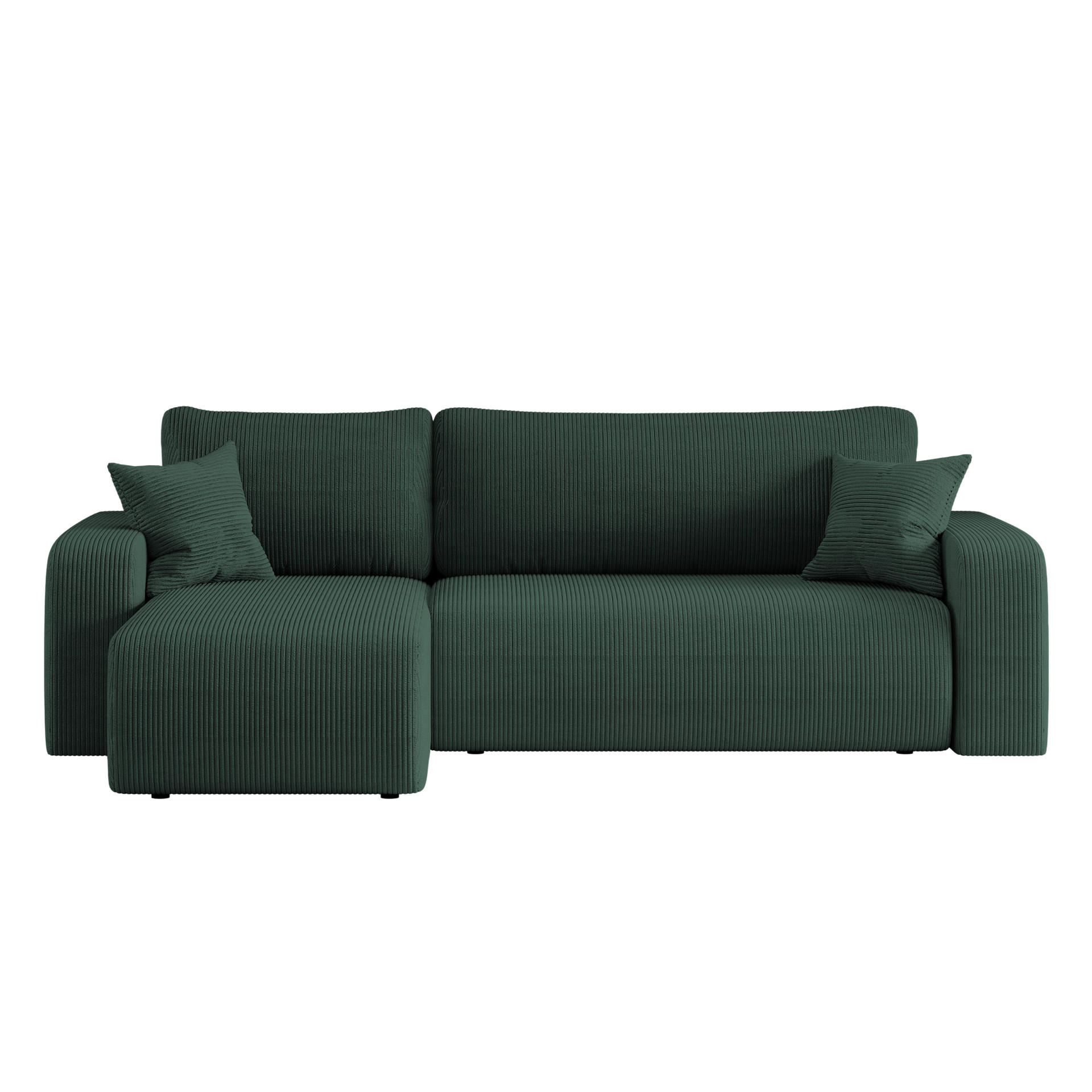 ECKSOFA L-FORM Schlaffunktion Und Bettkasten Eckcouch MILANO L Stoff Dicker Cord Grün Links - Grün, Holz/Textil (142/244cm) - Kaiser Möbel