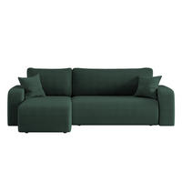 ECKSOFA L-FORM Schlaffunktion Und Bettkasten Eckcouch MILANO L Stoff Dicker Cord Grün Links - Grün, Holz/Textil (142/244cm) - Kaiser Möbel