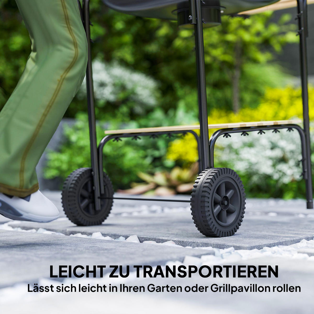 HOLZKOHLEGRILL Stahl Tannenholz Schwarz - Schwarz, Metall (54/91/98cm) - Outsunny