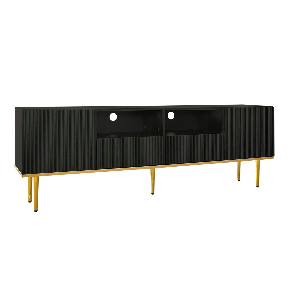 LOWBOARD 165/36/55 cm mit 2 Schubladen und Push-to-Open-System - Schwarz, Holzwerkstoff (165/55/36cm) - BEAOK