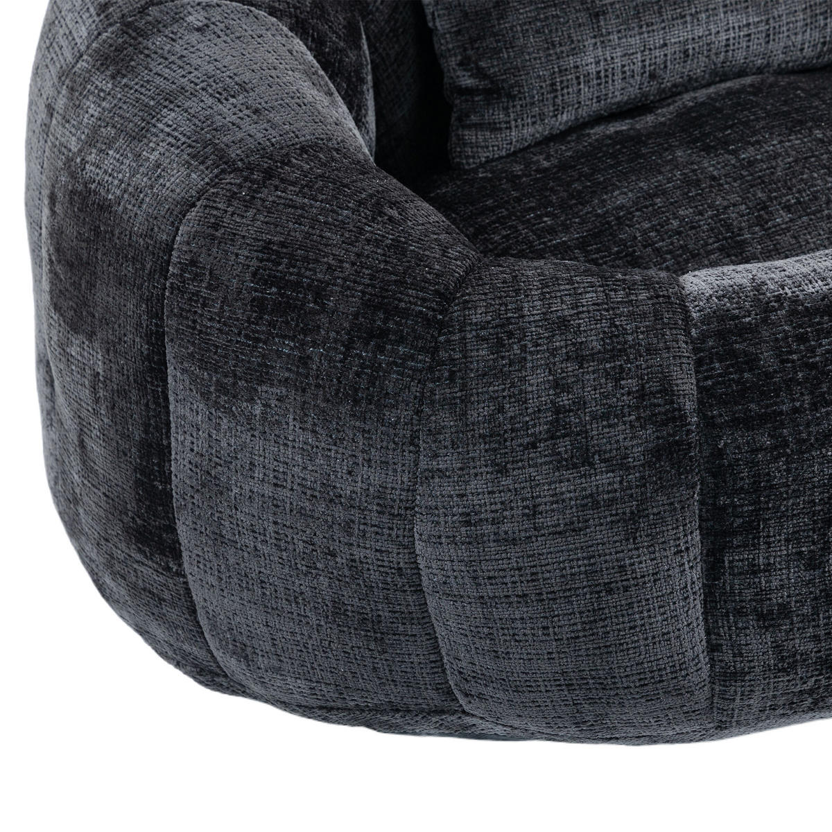 SITZSACK Chenille Schwarz mit Armlehnen - Schwarz, Textil (95/63/145cm) - WISHDOR
