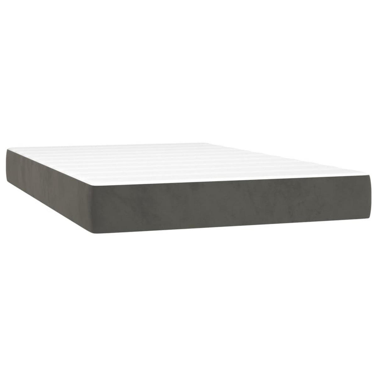 BOXSPRINGBETT MIT MATRATZE & LED DUNKELGRAU 120X200 CM SAMT - Dunkelgrau, Holz/Textil - vidaXL