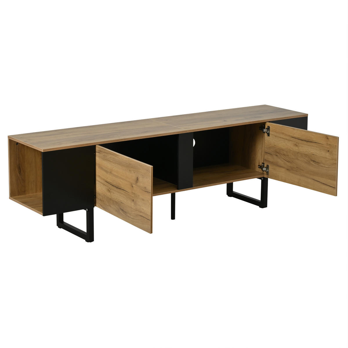 TV-ELEMENT mit 2 Türen 180 x 40 x 55 cm Holzoptik Schwarz - Braun, Holzwerkstoff (40/55/180cm) - Beauniv