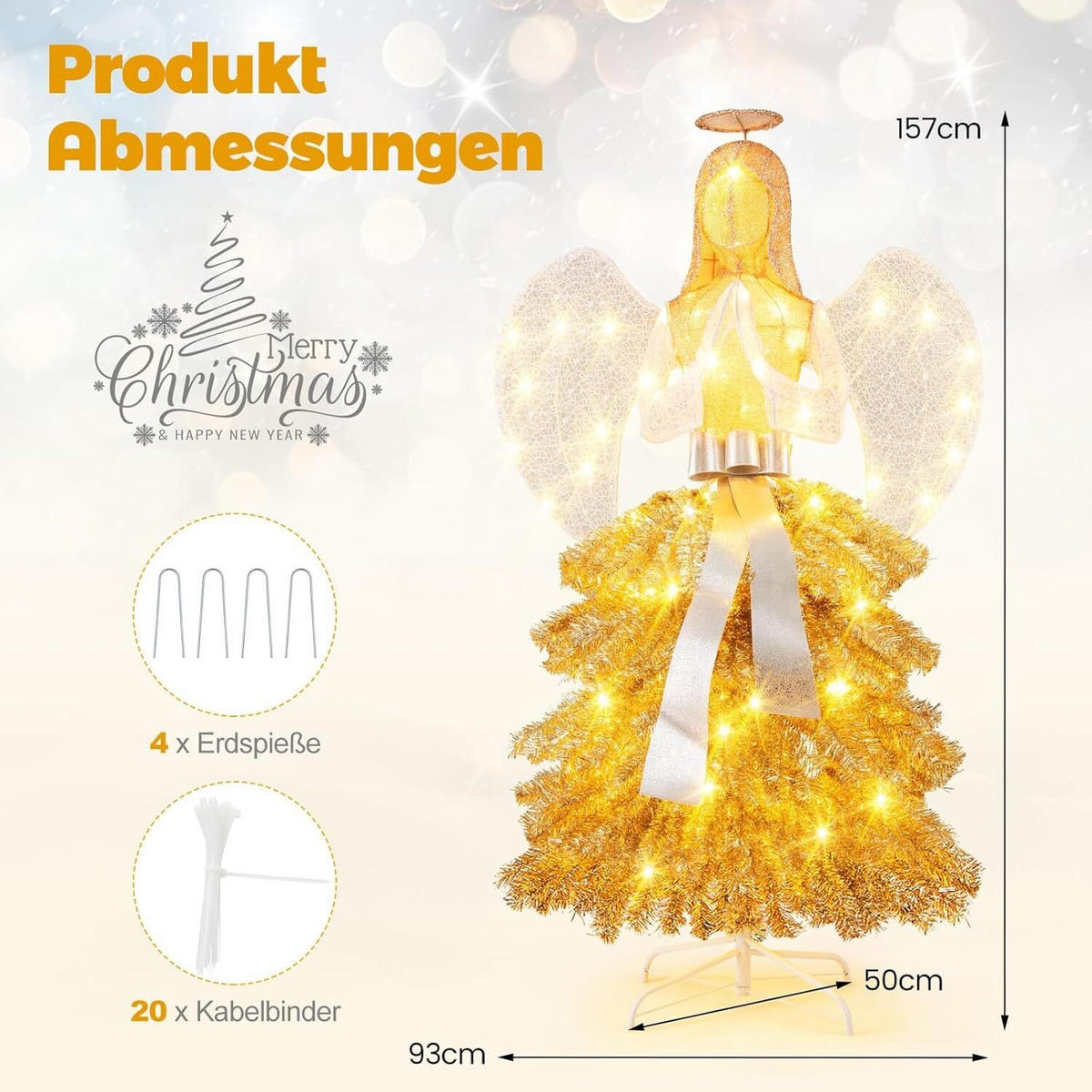 WEIHNACHTSBAUM 157cm Weiß - Weiß, Metall (157cm) - COSTWAY