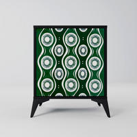 SIDEBOARD GREEN EYES, Schwarz, 57,5x42x70,5 cm, Schwarze Metall-Sternfüße - Multicolor/Schwarz, Holzwerkstoff/Metall (57.5/70.5/42cm) - SpaceRebels