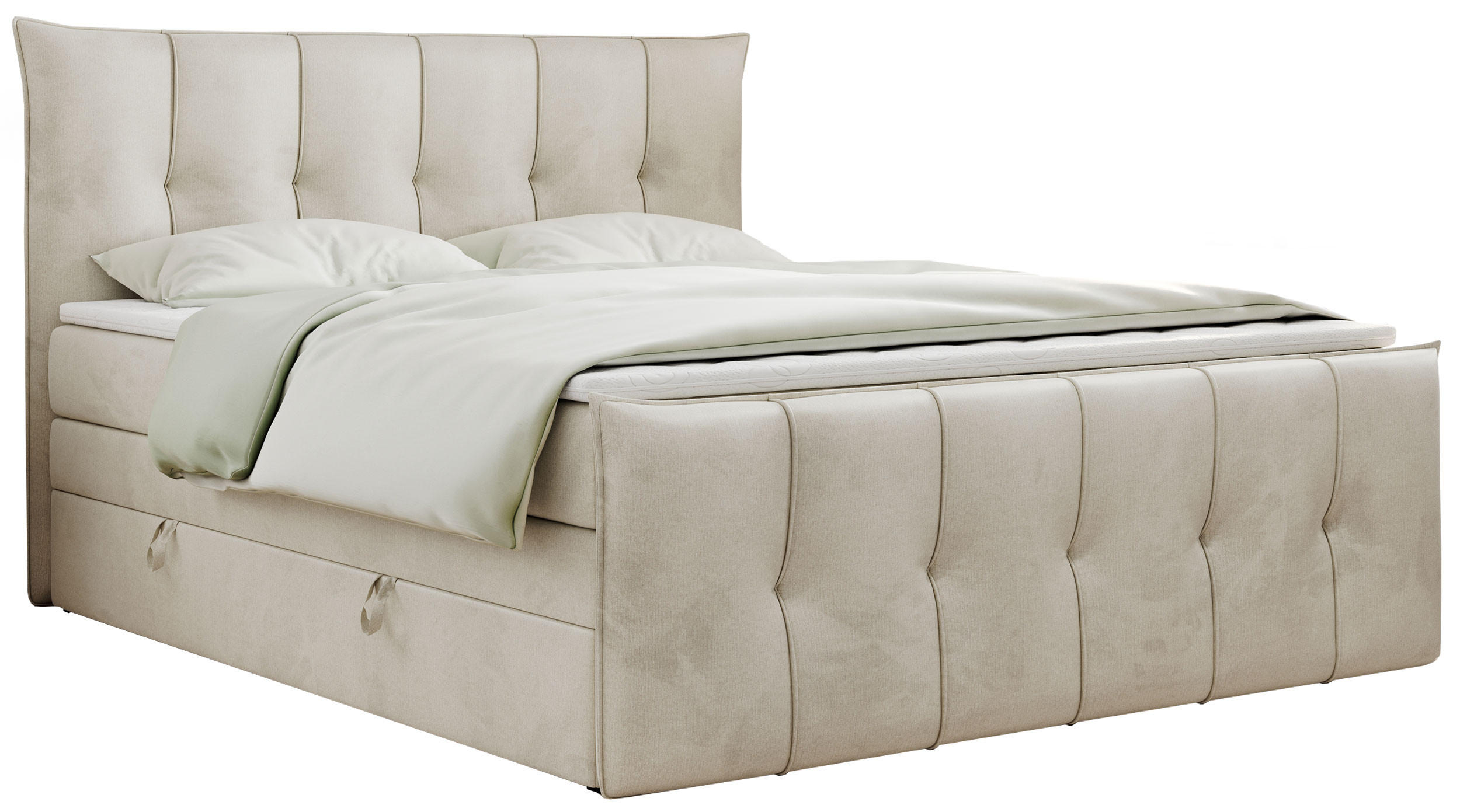 BOXSPRINGBETT PREMIUM 11 KING 140/200 Beige Velvet - H4 - Beige, Holz/Textil (140/200cm) - MKS
