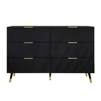 SIDEBOARD Schwarz, 6 Schubladen, Holz, für Wohnraum - Schwarz, Holz (120/77/40cm)
