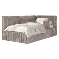 POLSTERBETT TILVO ALTA 90/200 - Hellbraun Cord - Ohne Matratze - Rechts - Hellbraun, Textil (200/90cm) - MKS
