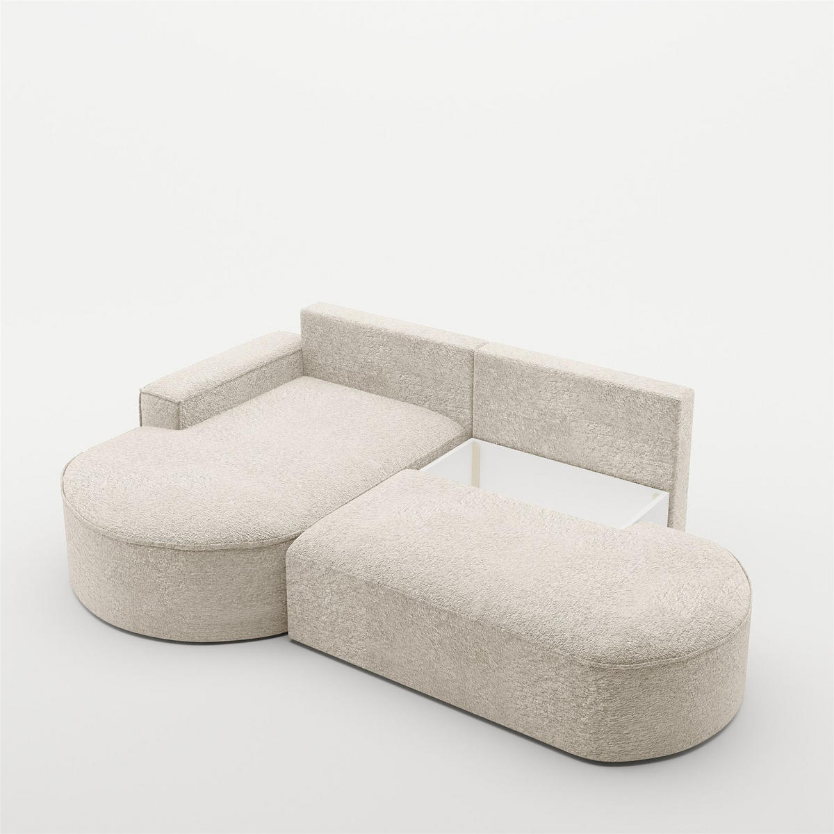 ECKSOFA Venedig Mit Schlaffunktion - Creme, Holzwerkstoff/Textil (278/179cm) - Fun Möbel