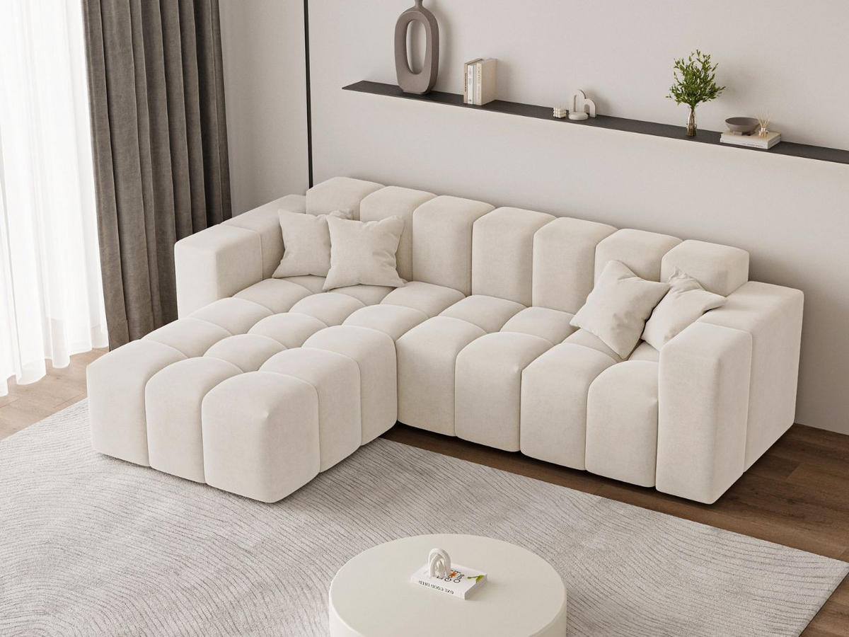 ECKSOFA Loopo Creme Links - Creme, Holz/Textil (265/180cm) - Graingold