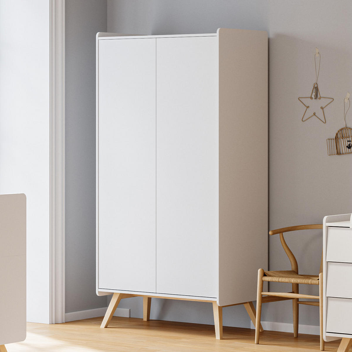 SKŘÍŇ 2DVEŘOVÁ Vintage Bílá - bílá, kompozitní dřevo (100/200/58cm) - Petits-meubles