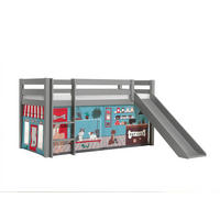 HOCHBETT mit Rutsche Karolina Massivholz Grau Textilset Pet Shop - Blaugrau/Grau, Holz (90/200cm) - 58aufmkessel