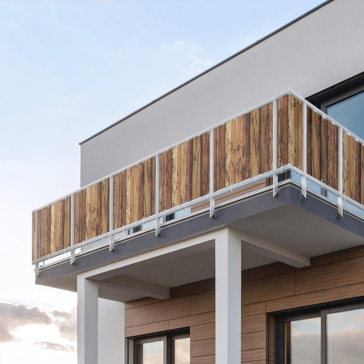 BALKON SICHTSCHUTZ Woody Flamed 500/75 cm - Braun, Kunststoff (500/75cm) - Bilderwelten