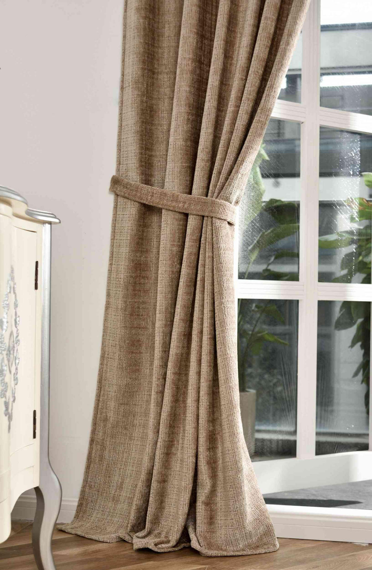 VORHANG Chenille Riga 245x140 cm Taupe - Taupe, Textil (140/245cm) - Gardinenbox