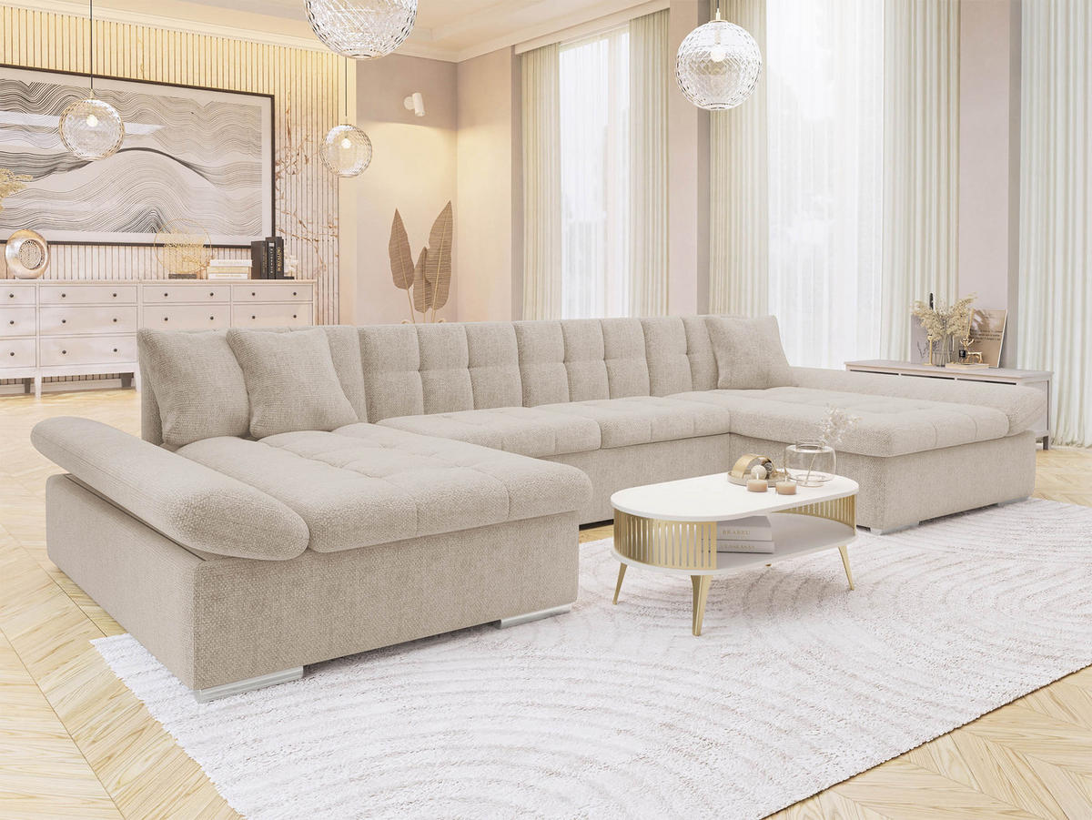 WOHNLANDSCHAFTEN Alia Premium - Naturfarben, Holz/Textil (360/75/160cm) - MIRJAN24