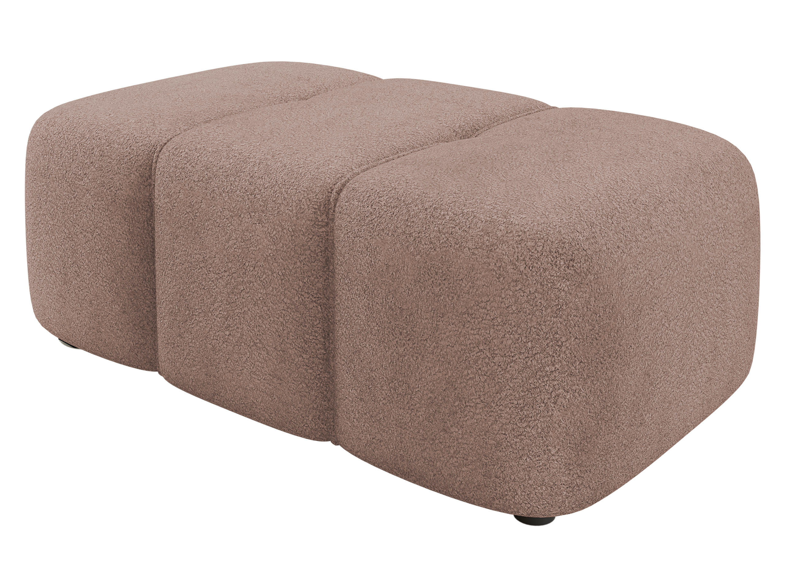 POLSTERHOCKER Furyn Boucle - Hellbraun/Schwarz, Holzwerkstoff/Kunststoff (93/38/62cm) - MIRJAN24