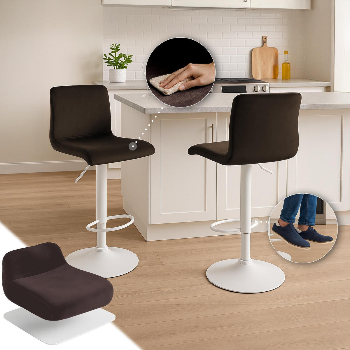 BARHOCKER Hover 83x39x36 cm braun - Braun, Textil (39/83/36cm) - furnicato
