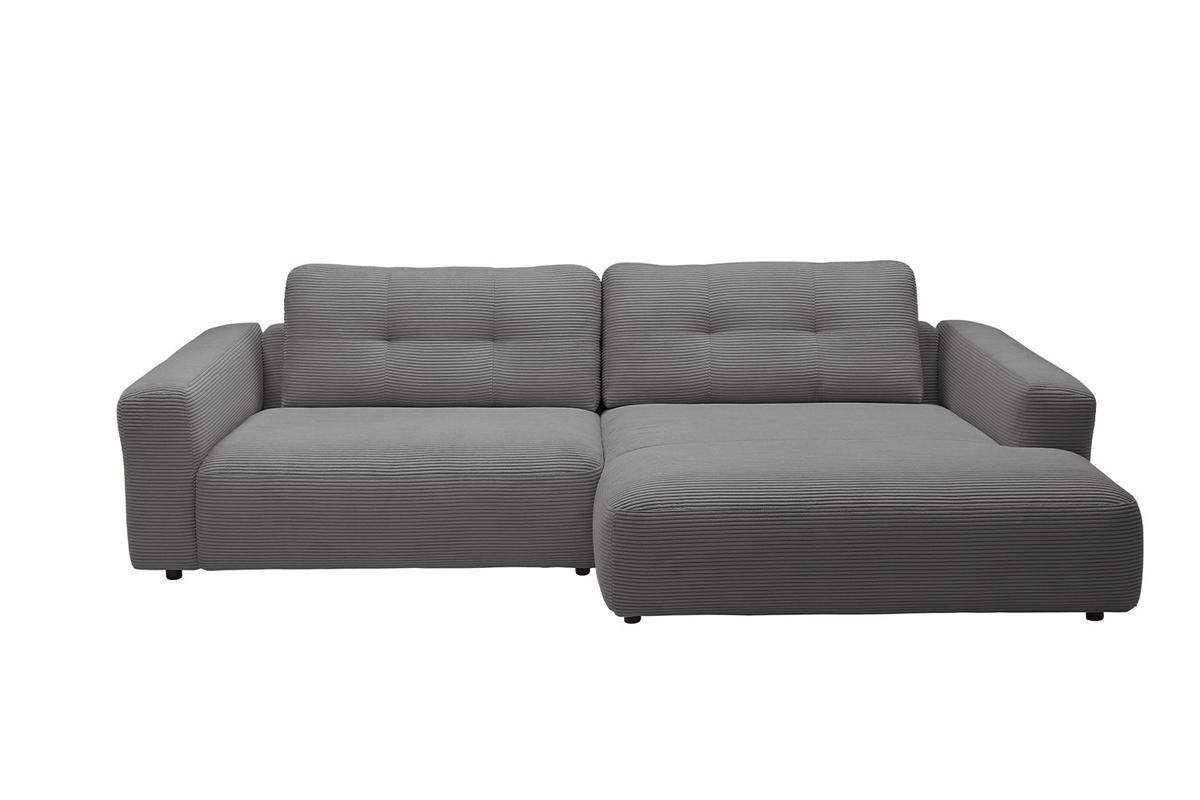 ECKSOFA XL MIKA Grau Cord - Schwarz/Grau, Kunststoff/Textil (296/167cm) - KAWOLA