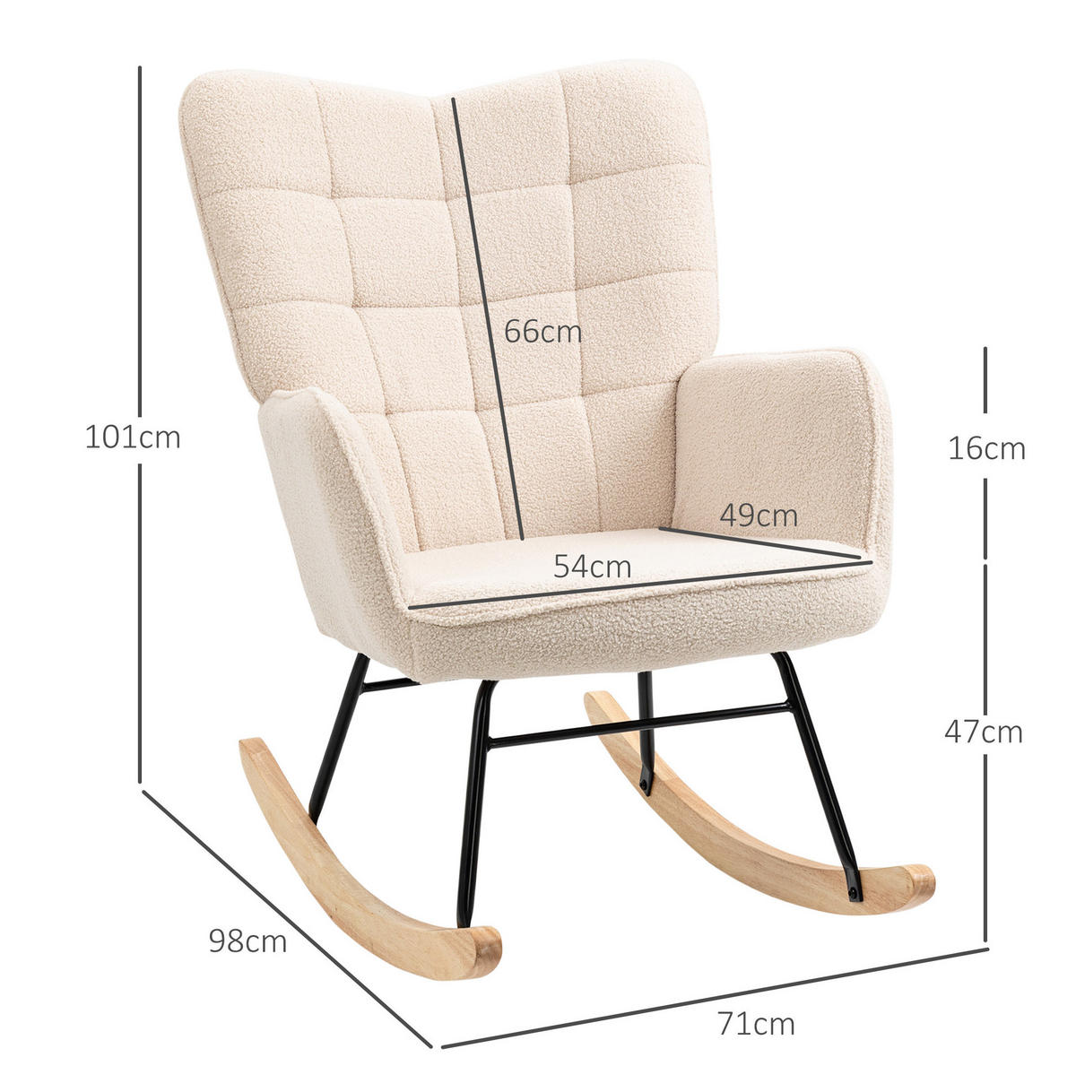 SCHAUKELSTUHL 98/71/101 cm Beige aus Polyester mit hoher Rückenlehne - Beige, Textil (98/101/71cm) - OKWISH