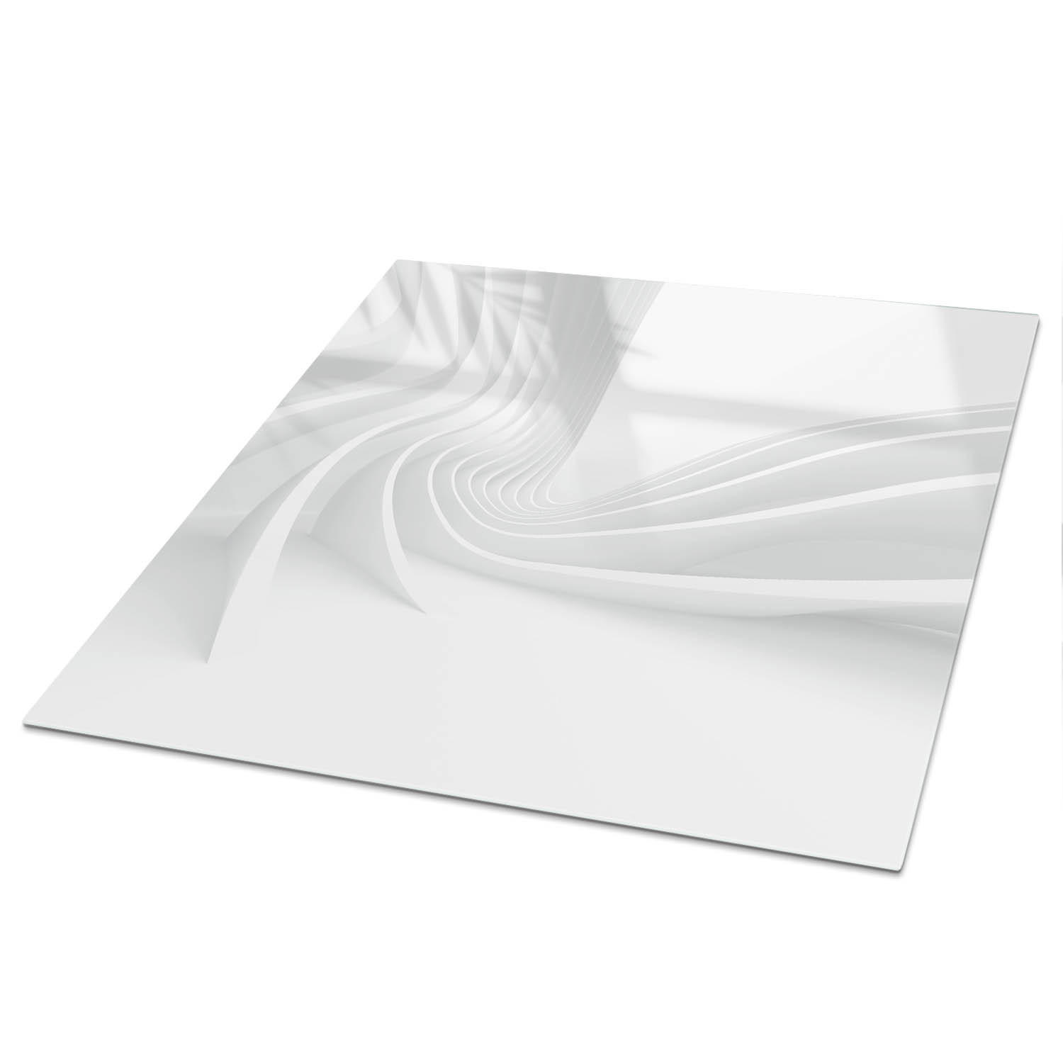 TISCHPLATTE 50x50 cm – Weiße Abstraktion - Weiß, Glas (0.4/50/50cm) - Wallfluent