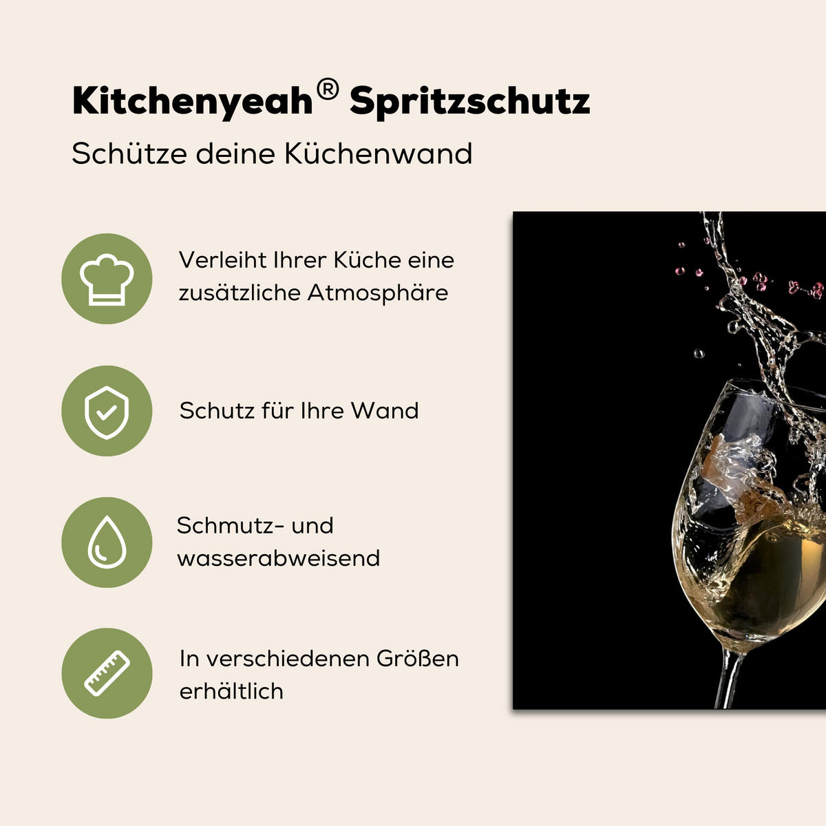 SPRITZSCHUTZ KÜCHE Rotwein - Weißwein - Glas - Schwarz 70x50 cm - Weinrot, Metall (70/0.3/50cm) - MuchoWow