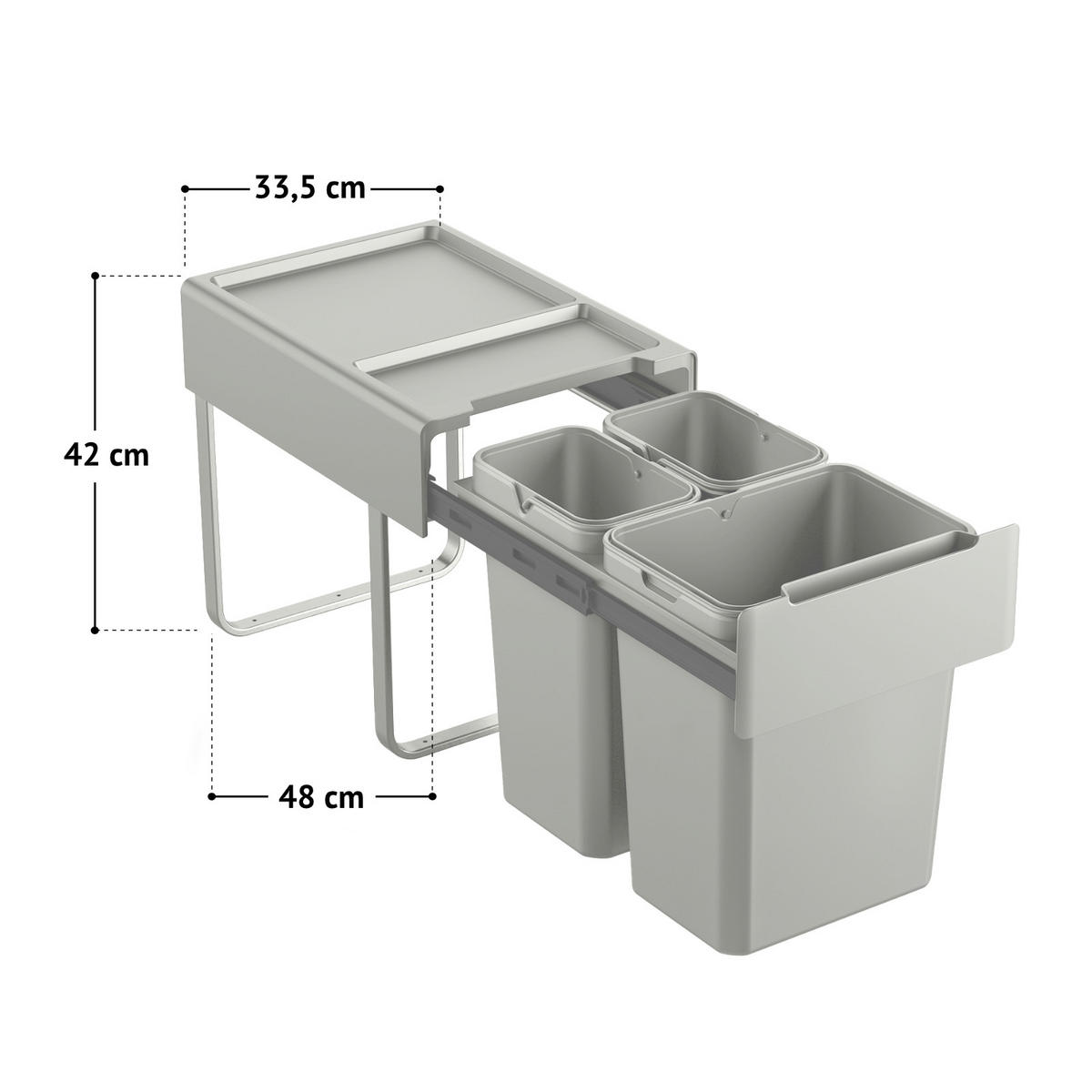 EINBAUMÜLLEIMER EMCombo40 40L - Grau, Kunststoff (33.5/42/48cm) - SVITA