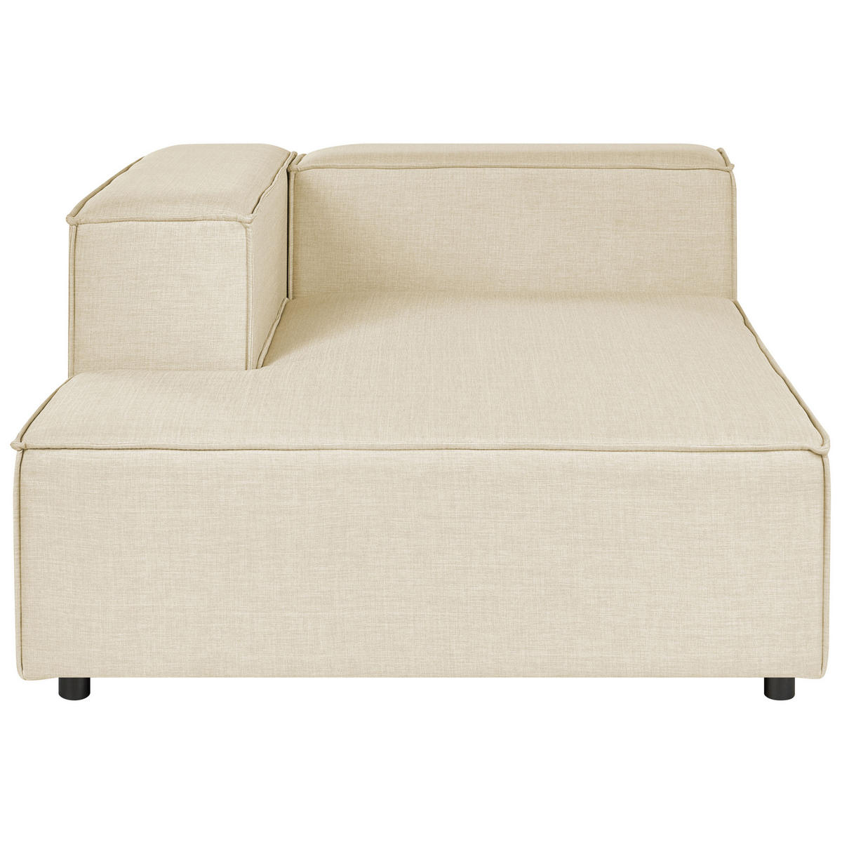 ČALOUNĚNÉ LEHÁTKO CHAISE LONGUE Len béžové pravostranné Aprica - černá/béžová, textil (119/68/180cm) - Beliani