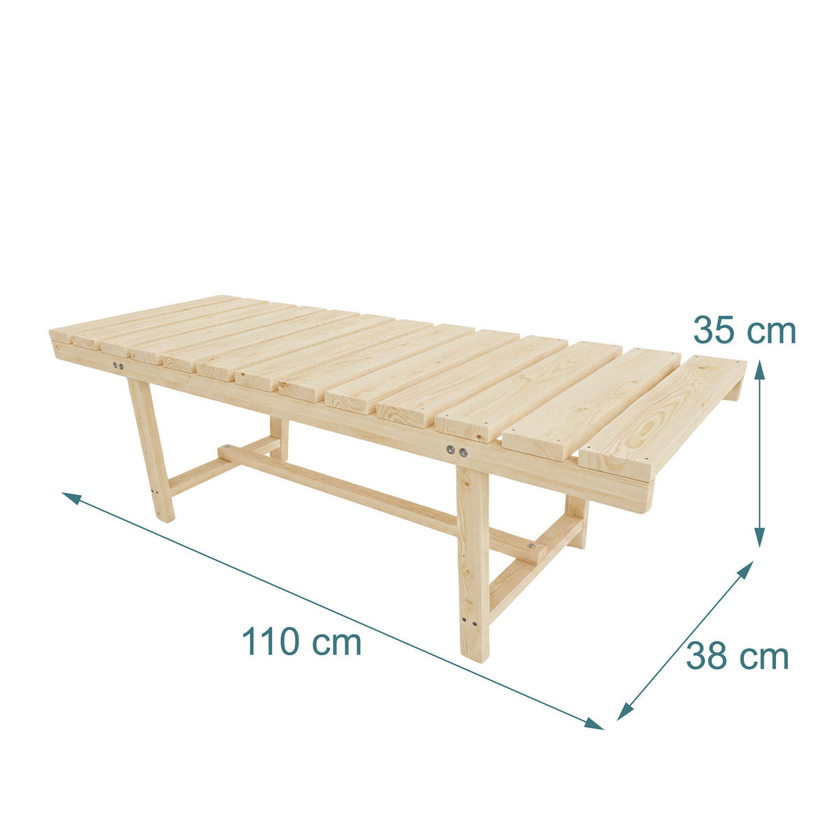 GARTENBANK - Hellbraun, Holz (110/35/38cm) - Relaxdays