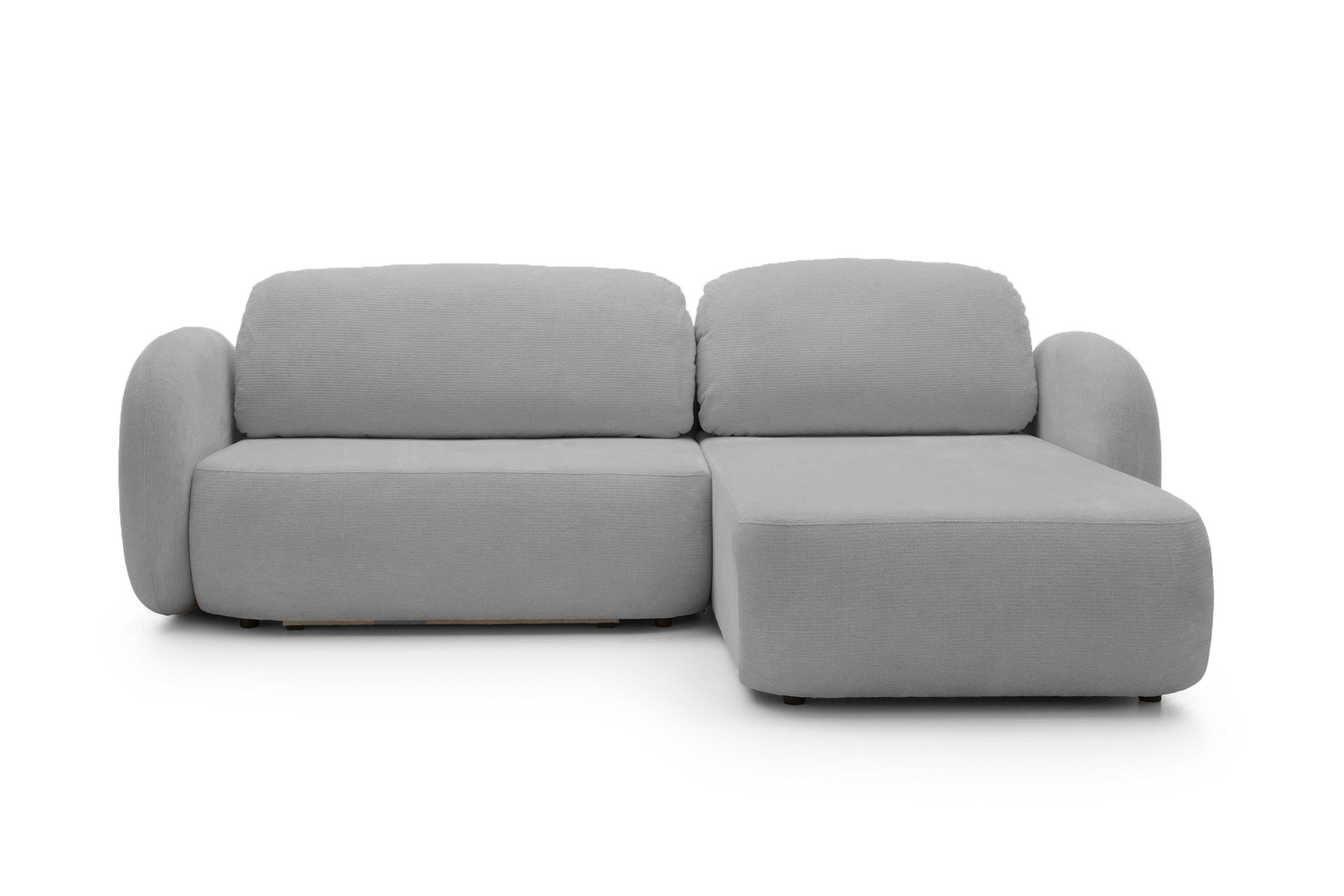 ECKSOFA OLIO L-Form Schlaffunktion mit Bettkasten, lose Rückenkissen, freistehend, RECHTS 248x174 cm Silver-coloured - Grau, Holz/Textil (248/174cm) - DomoHome