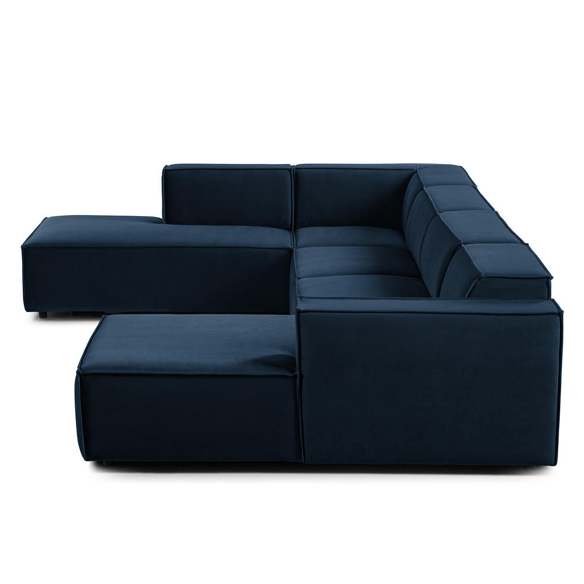 WOHNLANDSCHAFT mit Longchair & Ottomane - Schwarz/Dunkelblau, Kunststoff/Textil (369/70/234cm) - home24