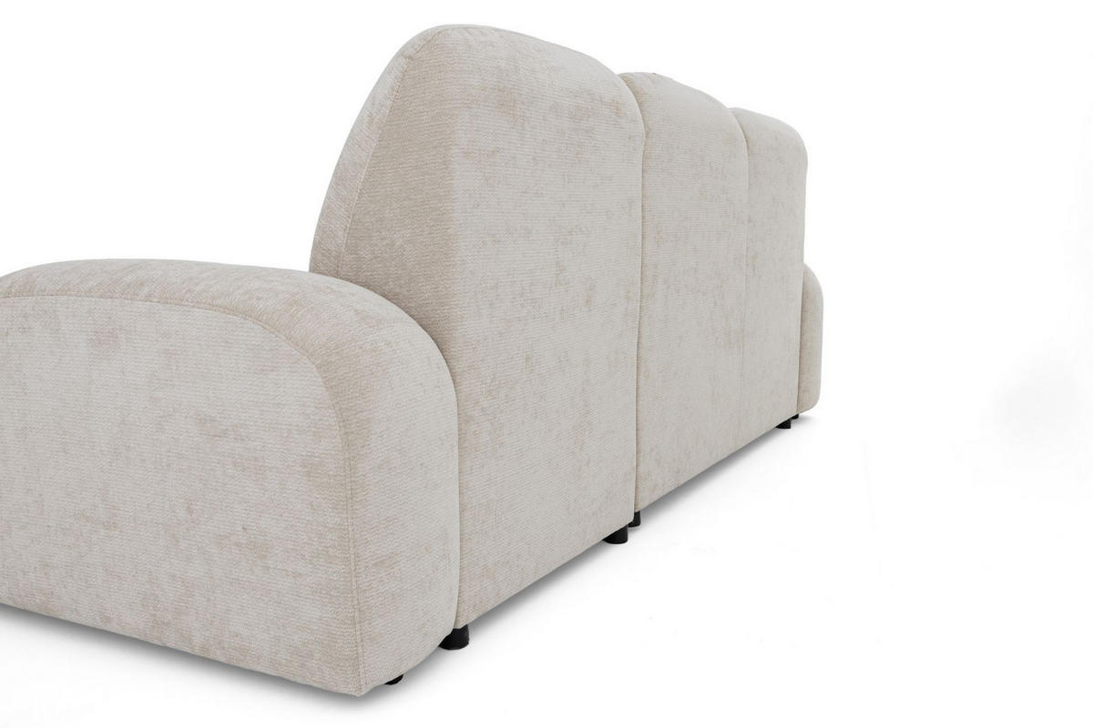 ECKSOFA VIBE S Rechts mit Schlaffunktion 130x202 Chenille Beige - Beige/Schwarz, Holz/Kunststoff (156/255cm) - Muffo