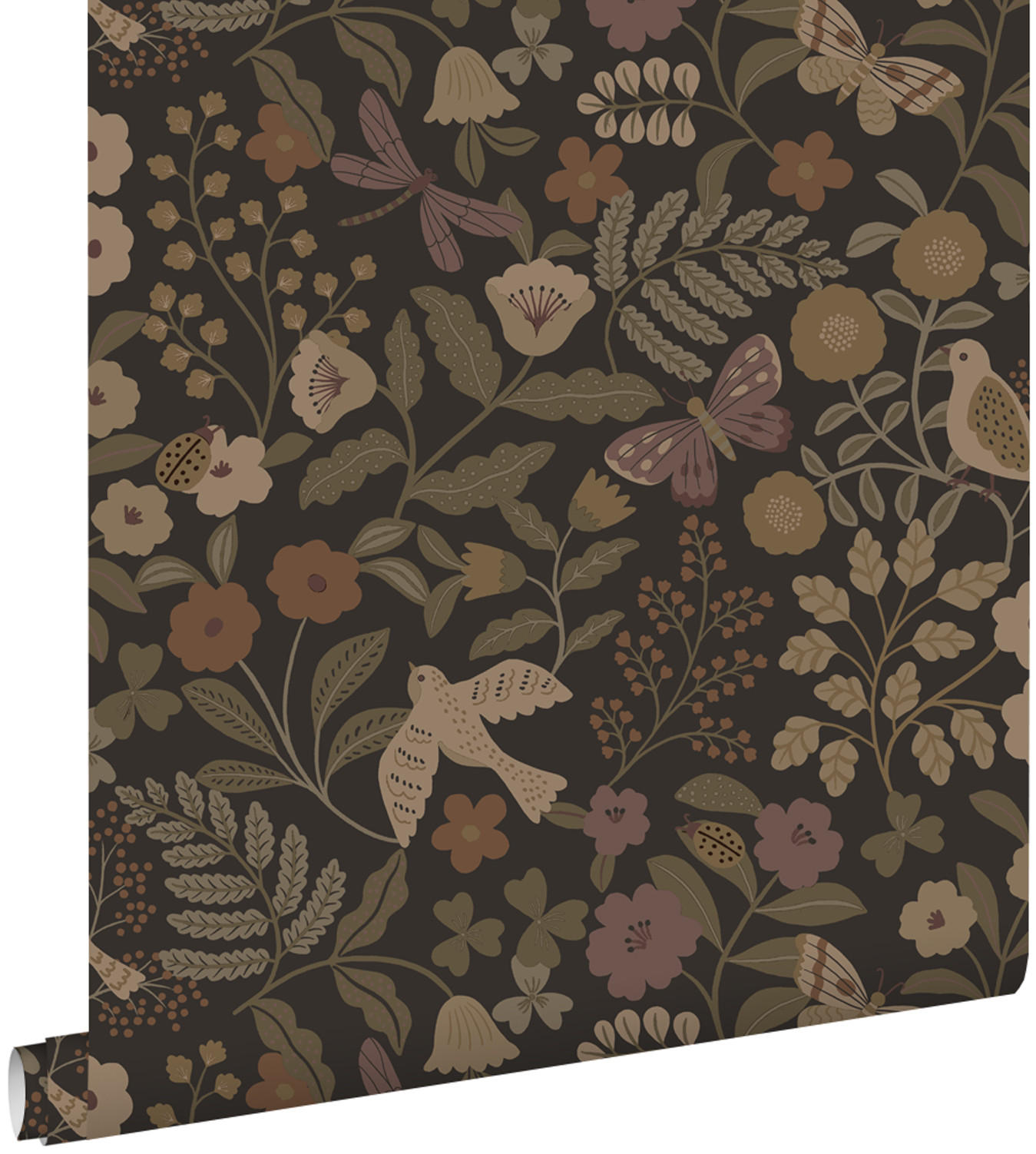 TAPETE Blumen und Vögel 53 cm x 10.05 m - Grün, Papier (53/0.1cm) - ESTAhome