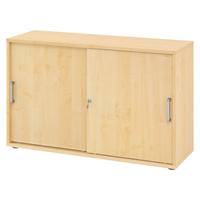 SCHIEBETÜRENSCHRANK - 2 Ordnerhöhen 40/120/74,8 cm in Ahornfarben Chromgriff (Metall) - Ahornfarben, Holzwerkstoff (120/74.8/40cm) - bümö