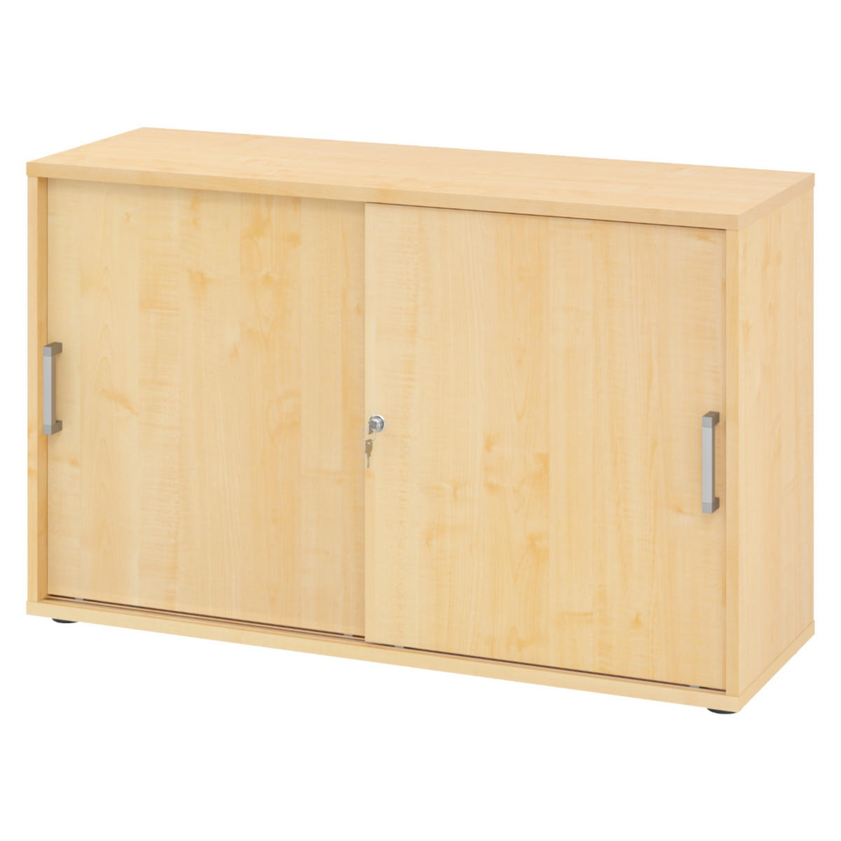 SCHIEBETÜRENSCHRANK - 2 Ordnerhöhen 40/120/74,8 cm in Ahornfarben Chromgriff (Metall) - Ahornfarben, Holzwerkstoff (120/74.8/40cm) - bümö