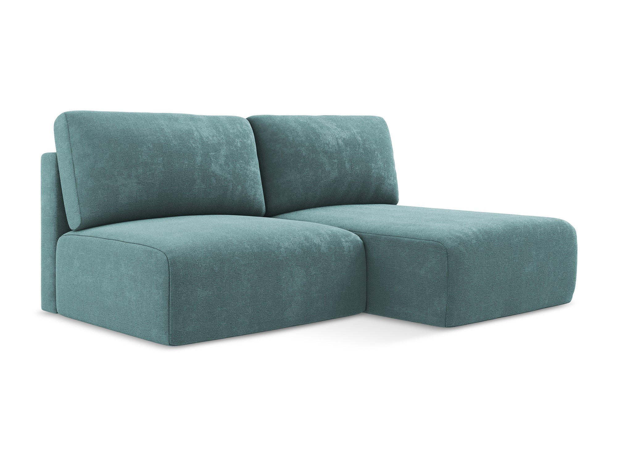 ECKSOFA mit Schlaffunktion rechts Chenille Stoff Blau - Blau/Beige, Kunststoff/Textil (210/149cm) - Makamii