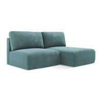 ECKSOFA mit Schlaffunktion rechts Chenille Stoff Blau - Blau/Beige, Kunststoff/Textil (210/149cm) - Makamii