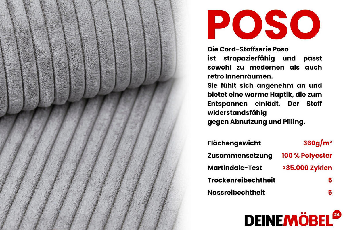 POLSTERBETT BELLA 140/200 cm in Cord Hellgrau - Hellgrau, Holz/Holzwerkstoff (140/200cm) - Deine Möbel 24