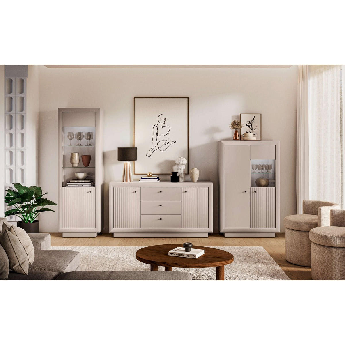 WOHNZIMMER Set 3-tlg. – Solo – Kaschmir - Kaschmir, Holzwerkstoff (160/85/40cm) - hi-markt