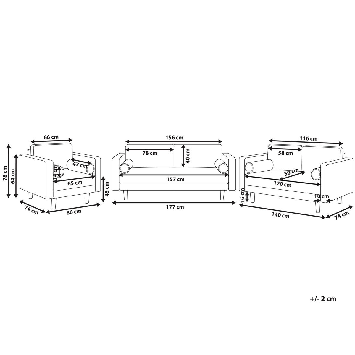 SOFA-SET 6-sitzer dunkelgrün Nurmo - Dunkelbraun/Grün, Textil (74/74/177cm) - Beliani